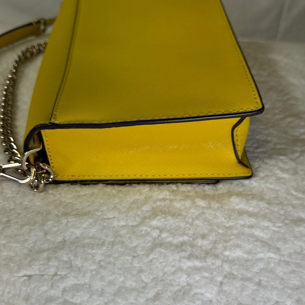 Kate Spade New York Yellow Saffiano Leather Chain‎ Crossbody Bag